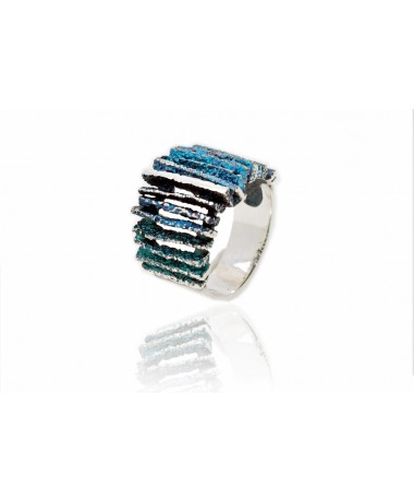 Silver ring JUNC Blue Formentera