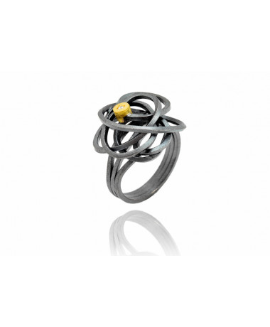 Ring CAOS silver gold diamond